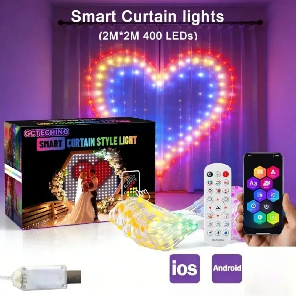 Christmas Lights Outdoor - Luzes de Cortina LED Pixel para