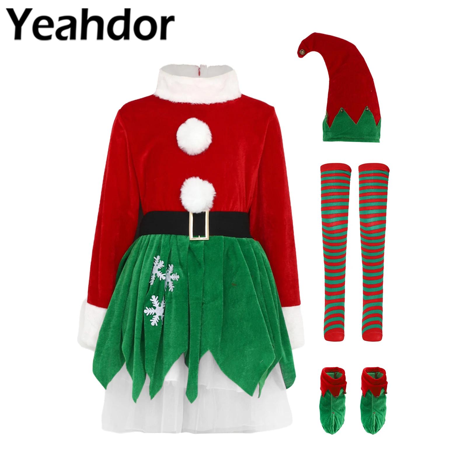 Elf Costume Christmas - Crianças meninas natal elfo traje conjuntos