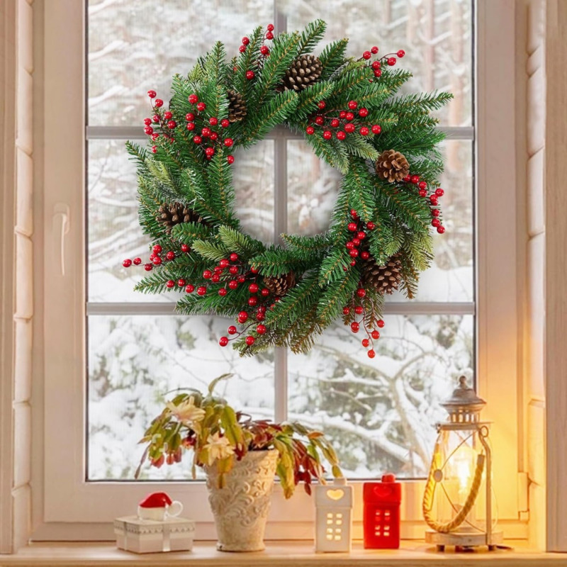 Christmas Wreath Fake - Guirlanda de Natal Artificial de 50cm,