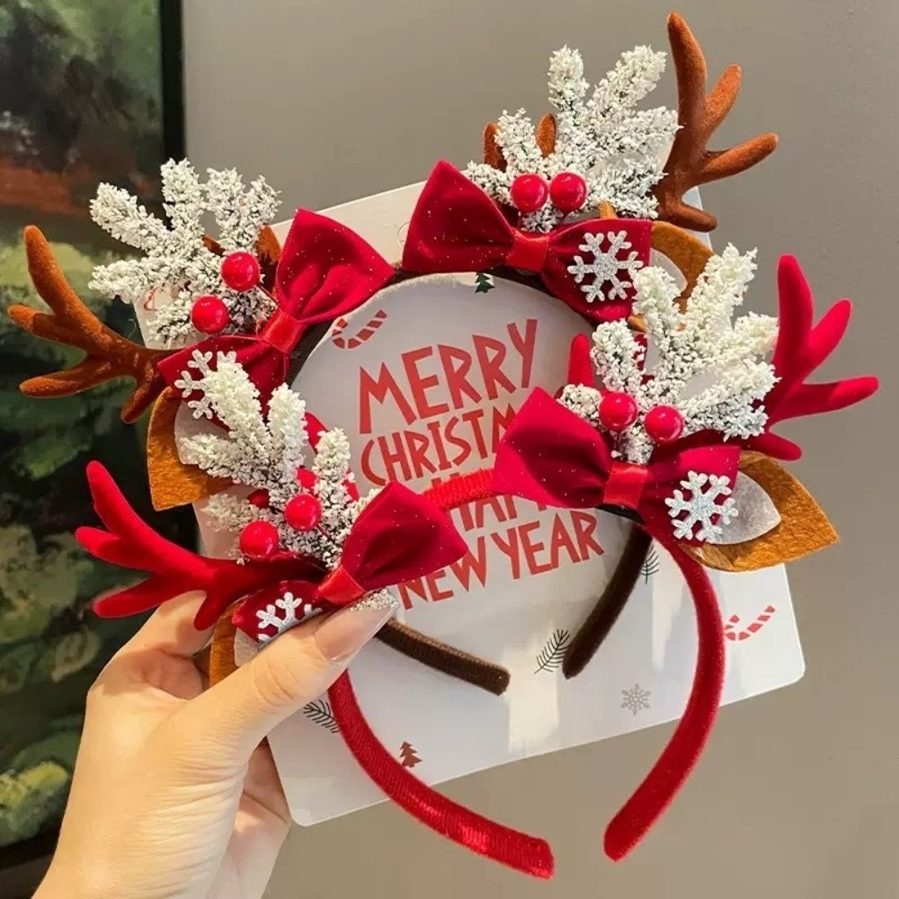 Tiara de Veludo Vermelho com C - Reindeer Antlers Headband avaliação e preço