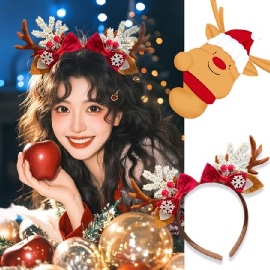 Tiara de Natal Fofa para Mulhe - Reindeer Antlers Headband avaliação e preço
